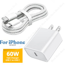 For iPhone 15 16e 17 Air Android 20W Dual USB-C Fast Charger Block Type-C Cable