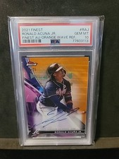 2021 Topps Finest Autographs Ronald Acuña Jr. #RAJ Orange Wave Refractor /25