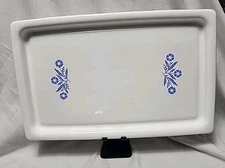 Vintage Corning Ware Cornflower Blue P-35-B Broil Bake 16" Tray Platter NO Stand