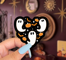 Cute Halloween Ghost Sticker  Spooky Pumpkin Bat Vinyl Sticker  Fall Aesthetic