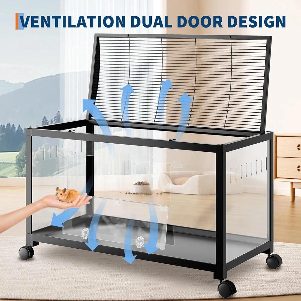 Jaula grande para hámster de 38" jaula para animales pequeños y hábitat casa para roedores mascotas con ruedas Foto 3 de 4