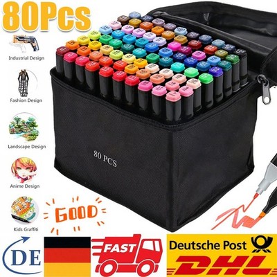 Doppelseitiger Farbmarker 80 Farben Marker Stifte zum Steine Bemalen NEU