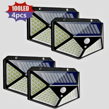 4X Solar Power 100 LED Light  Motion Sensor Outdoor Security Lamp Wall Garden