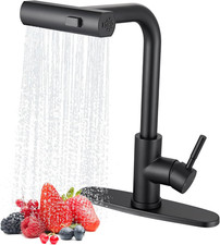 Waterfall Kitchen Faucet with Pull Down Sprayer, ARTIQUA Black Single Handle Kit