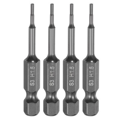 4pcs Flat Hex Screwdriver Bit H1.5 Magnetic Tip 1/4'' Hex Shank 2'' Long S3 Steel