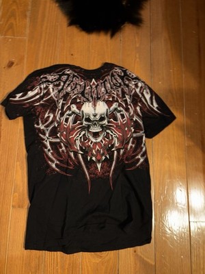 Affliction Men's Black Skull Graphic Print Crew Neck Short Sleeve T-Shirt M