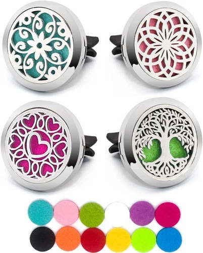 4 PCS Essential Oil Car Diffuser Vent Clip, Tree+heart+2 Flowers
