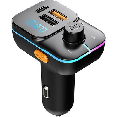 Car Bluetooth FM Transmitter, PD USB C Fast Charger 3.1A, Wireless Radio Adapter