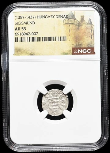HUNGARY. Sigismund of Luxembourg, 1387-1437. Silver Denar, NGC AU53