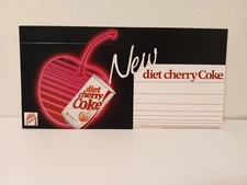 New Diet Cherry Coke Store Stock Cardboard Display Card - 1986 " NEW " 12 X 6