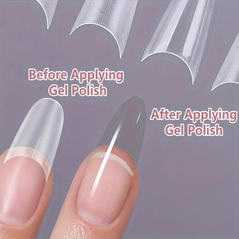 Medium Oval Nail Tip 320 Pieces Soft Gel X Nail Tip Oval Round Matte Transparent - Image 3 of 4