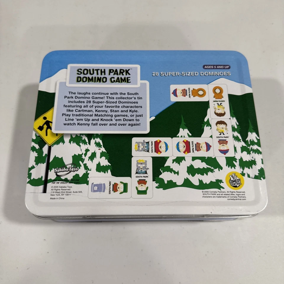 Vtg South Park Domino Game - 28 Super-Sized Dominoes With Tin Lunchbox Case - Image 3 of 4