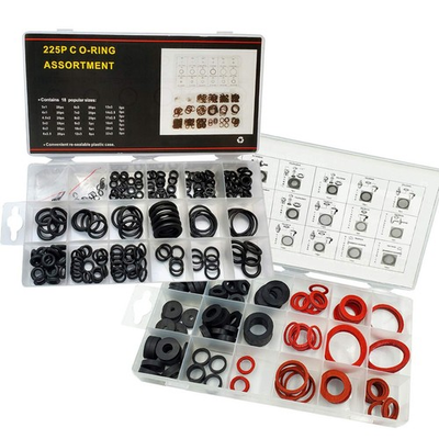 #ad 141 PCS Rubber Sealing Washer Kit with 225 Faucet O Rings Gasket Black $23.49