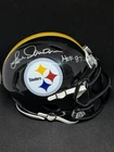 PITTSBURGH STEELERS LEN DAWSON SIGNED MINI HELMET JSA COA CHIEFS NFL HOF