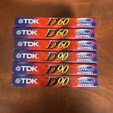 NEW TDK D-90 D-60 Minute Lot of 6 Audio Cassette Tapes Type I sealed