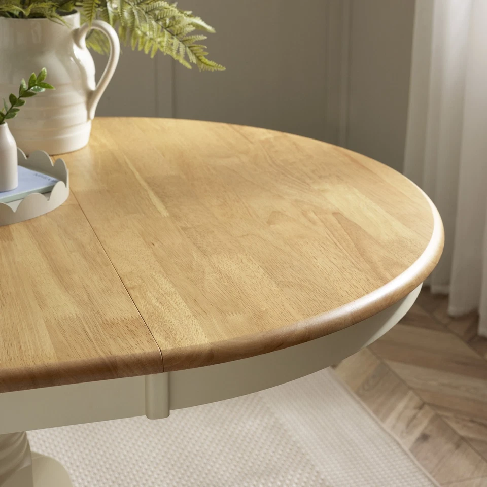 **Seconds** Padstow 100cm Round Oak and Cream Extending Dining Table - Image 4 of 4