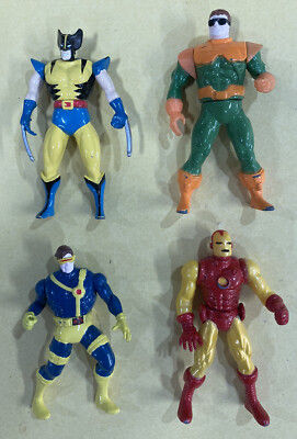 Toy Biz Marvel 1994 LOT 4 Die-Cast Figures X-MEN Wolverine Iron Man Cyclops