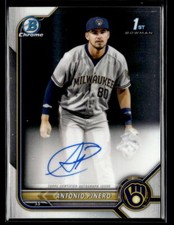 Antonio Pinero AUTO - 2022 Bowman Chrome Prospect 1st Autograph #CPA-AP Brewers