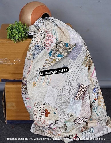 Boho patchwork quilt bed cover kantha coverlet handmade quilts hippie blanket - Picture 48 of 60