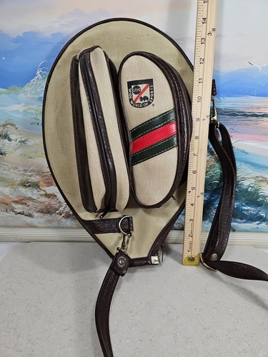 Vintage ABC Wide World of Sports! Custodia COVER racchetta da tennis in legno con cinturino! - Foto 9 di 11