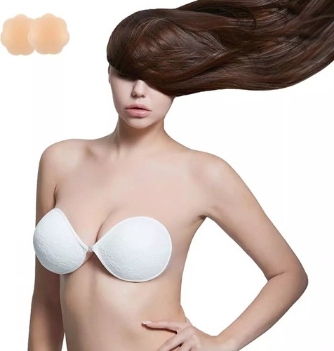 Niidor Adhesive Bra Strapless Sticky Invisible Push up Silicone Bra for C Cup - Picture 3 of 8