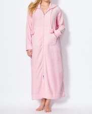 Dreams  Co. Plus Size Pink Plush Hooded Long Robe Size 1X 22/24 