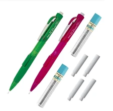 Pentel Twist-Erase Click 2-PK 0.7mm Mechanical Pencil w/Lead Erasers Pink Green