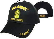 New Black US Army CSM Command Sergeant Major Retired Hat Ball Cap Veteran E-9