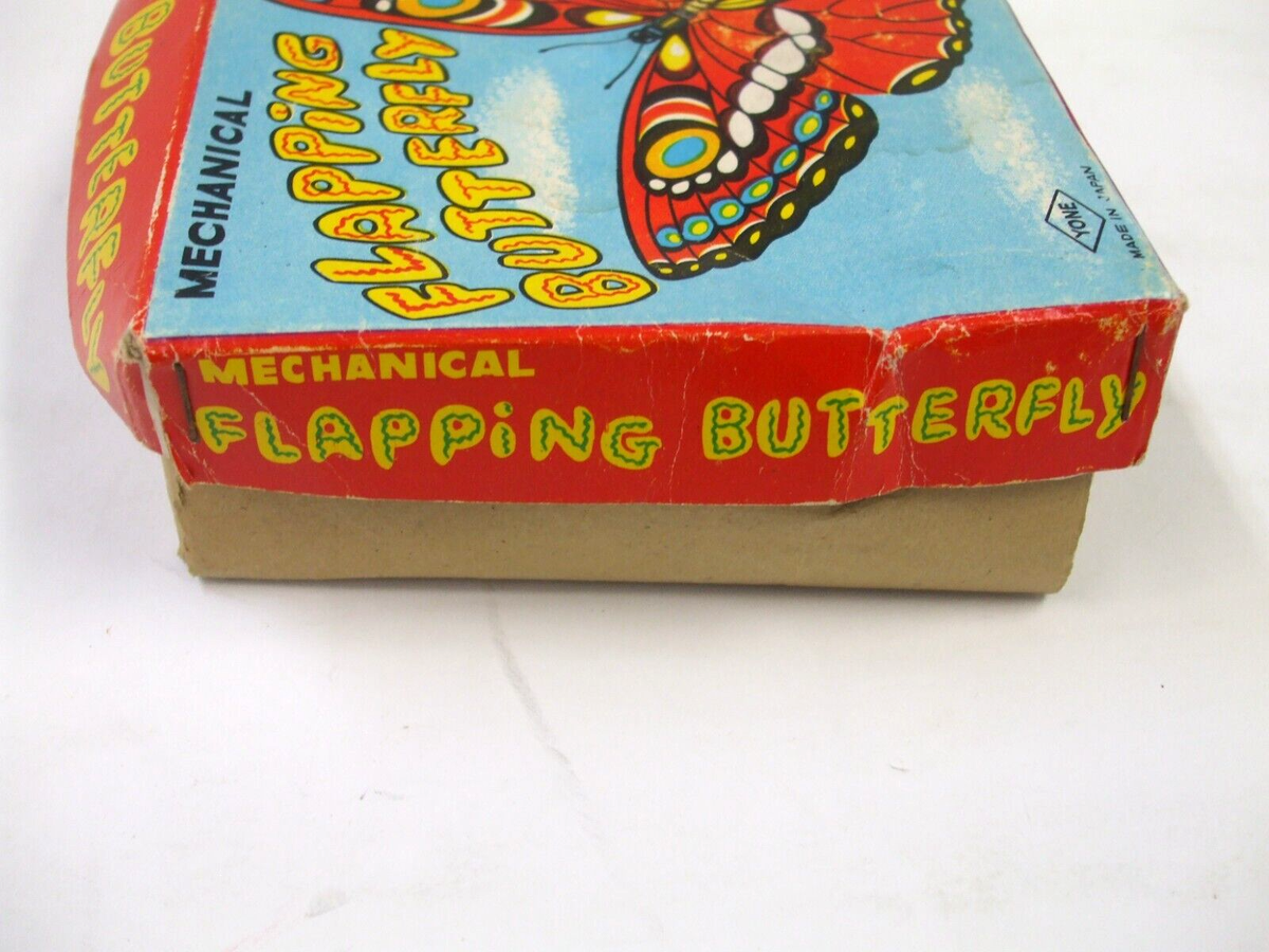 Vintage 1960's MECHANICAL FLAPPING BUTTERFLY Tin Toy by YONE Vintage 1960's MECHANICAL FLAPPING BUTTERFLY Tin Toy by YONE