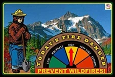 REAL WORKING GAUGE SMOKEY BEAR SIGN 8"X12" METAL U.S. FOREST SERVICE CABIN DECOR