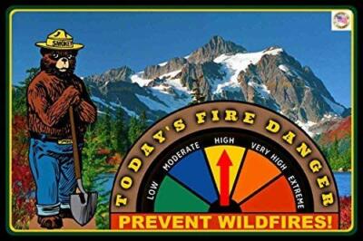 REAL WORKING GAUGE SMOKEY BEAR SIGN 8''X12'' METAL U.S. FOREST SERVICE CABIN DECOR