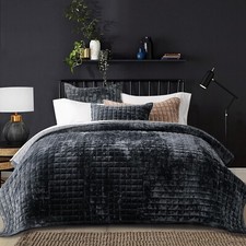 RECYCO Luxury Velvet Quilt Set King Size Bedding Sets, Ultra Soft Velvet Comf...