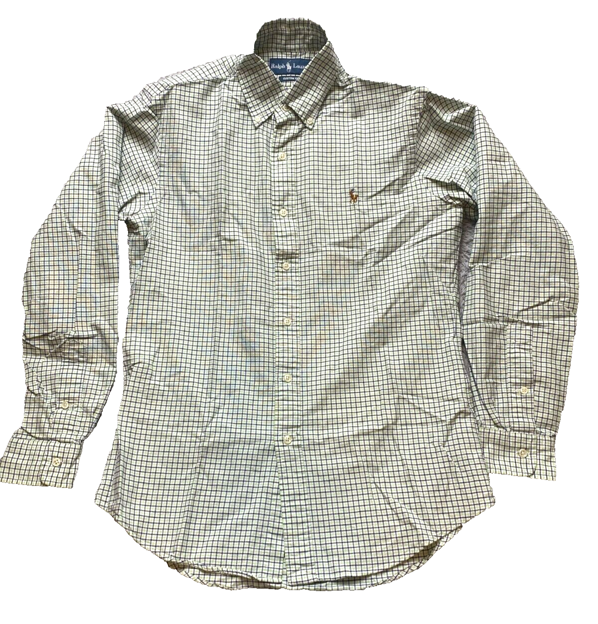 Camicia Ralph Lauren adulto piccola griglia a scacchi carne pony vestibilità personalizzata casual uomo