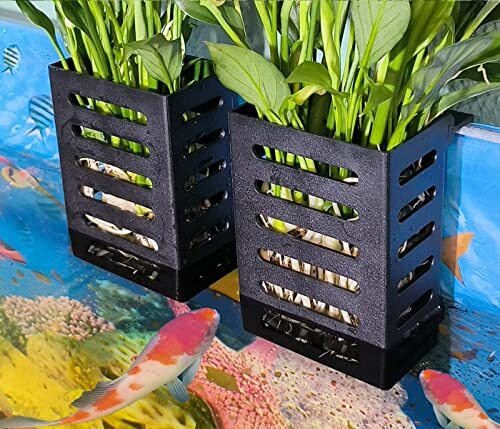 2 Pack Hanging Aquarium Planter Cups - Aquatic Plant Holder For Fish Tank Decor