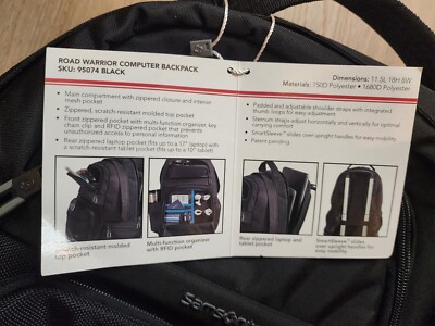 5×3 Samsonite Black Computer Quality Backpack - Road Warrior 95074
