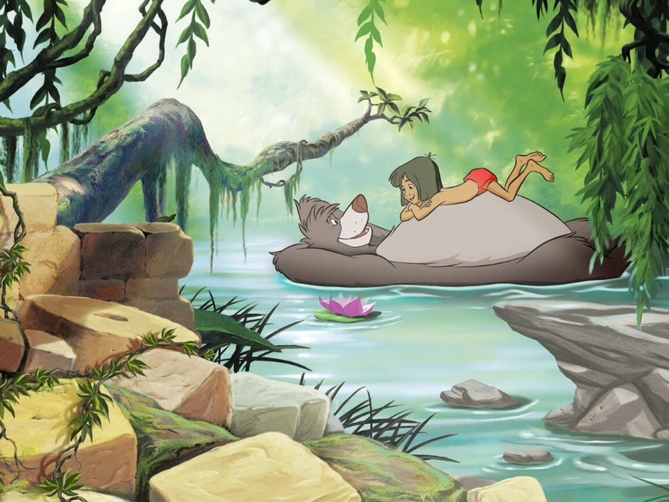 Papel pintado dormitorio infantil foto mural 368x254 cm Disney libro de la selva Baloo Foto 2 de 4