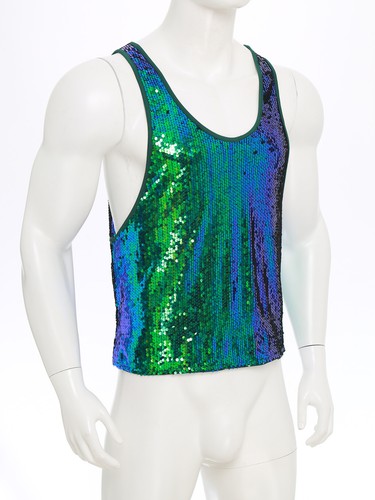 Blusa para Hombres Lentejuelas Camisetas sin Mangas Ajustadas Camiseta Interior Vacaciones Top Chaleco de Verano - Imagen 41 de 54