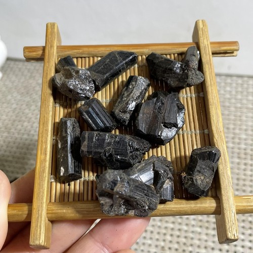 10pz 43g Cristallo di Tormalina Nera Naturale Gemma Esemplare Minerale Grezzo - Foto 11 di 12