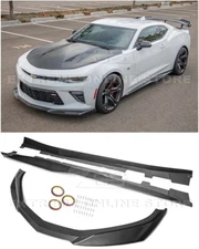 ZL1 Style HYDRO-DIPPED CARBON FIBER Front Lip & Side Skirts For 16-22 Camaro SS