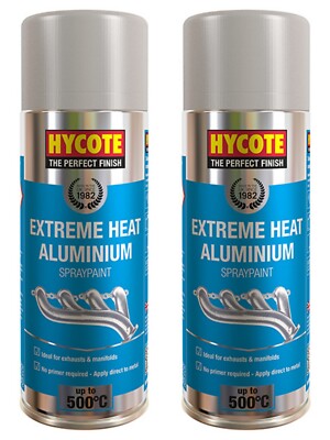 2x Hycote Aluminium Extreme Heat Sprühfarbe sehr hohe Temperatur silber 650°C