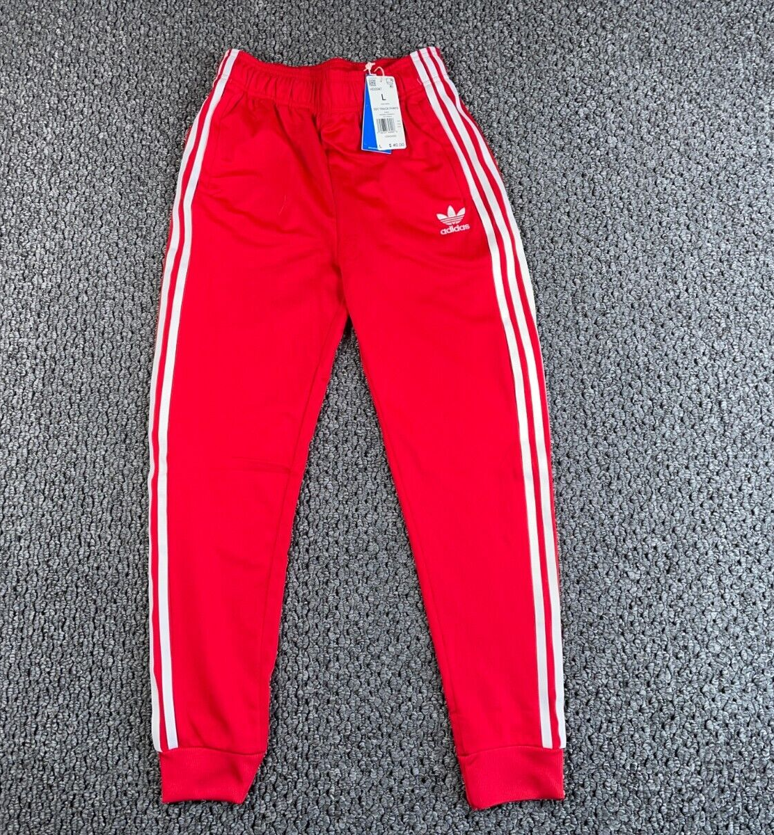 Unworn adidas Trefoil Logo Track Pants Youth Large Red White