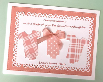 New Baby Girl Congrats Card for Grandparents Personalized Name & Verse Inside