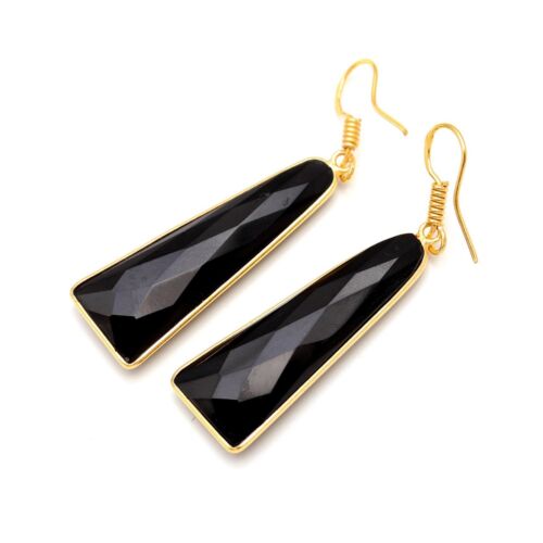 Orecchino Pietra Preziosa Onice Nero Argento Sterling 925 Gioielli Fatto a Mano - Foto 4 di 6