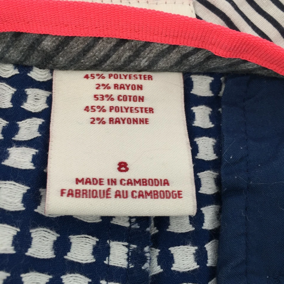 Merona Polka Dot Print Chino Shorts Size 8 Womens White Navy Blue Casual Retro M - Image 4 of 4