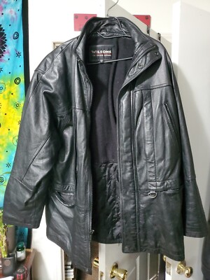Wilsons Leather Thinsulate Ultra Black Coat Jacket Size M Extra Extra Pockets 