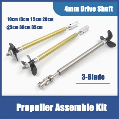 MARKENLOS 4mm Antriebswellenhülse 3-Blatt Propeller Montagesatz 10-35cm für RC Boot Motor