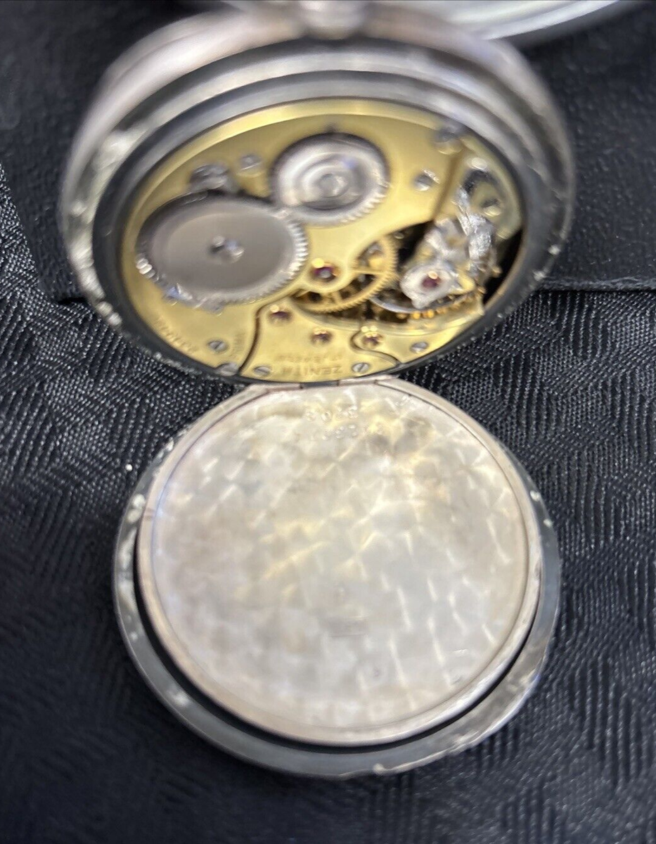 Montre De Poche Militaire Vintage Zenith - 17 Rubis - Boîtier Argent 0.900 - États-Unis - Occasion