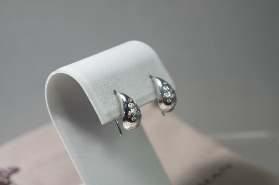 David Yurman Diamond PURE FORM 925 Sterling Drop Hook Earrings Yurman Pouch - Image 4 of 4