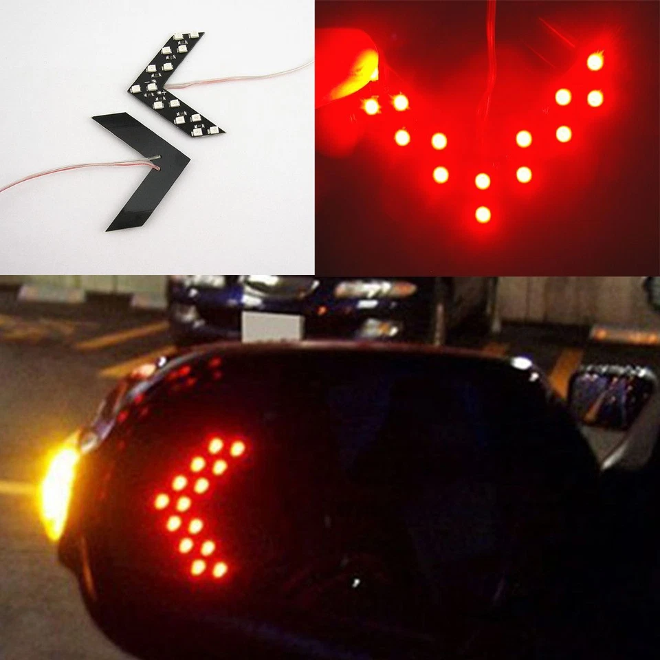 2x 14-SMD LED Arrow Panels for Car Side Mirror Turn Signal Indicator Lights Foto 3 de 4