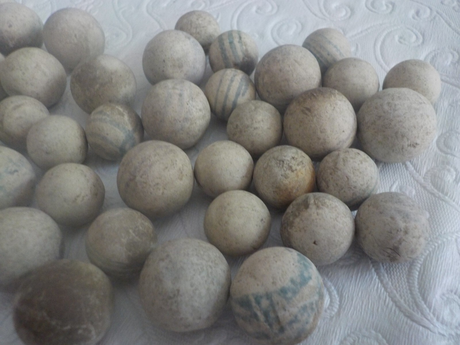 Antique Striped Clay Marbles Various Sizes 40 Vintage Marbles